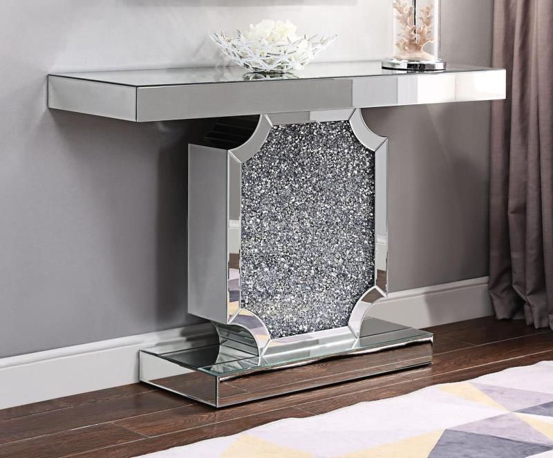 Casalli Mirrored Elegant Diamond Cut Design 120 cm x 35 cm Console Table