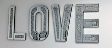 Load image into Gallery viewer, FREE SHIPPING ACROSS CANADA!-Mirrored LOVE Sign With Faux Crushed Diamond Design (Each Letter is 30 x 50 cm) Wall Mirror
