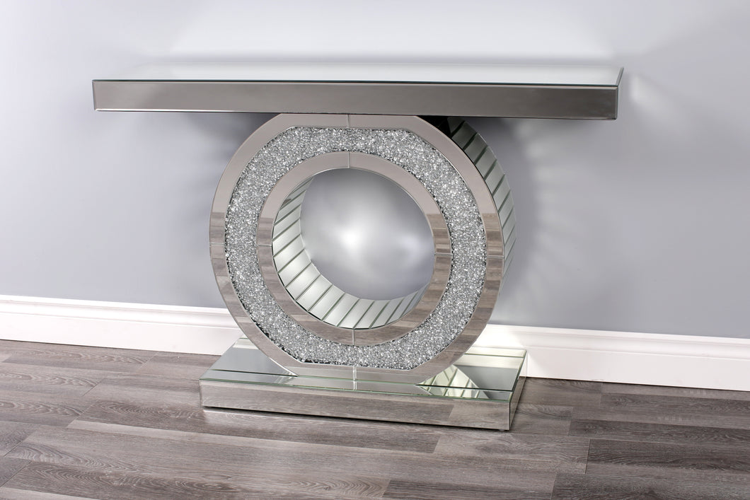 Espara 120 cm W 80 cm H and 36 cm D Mirrored Round Console Table