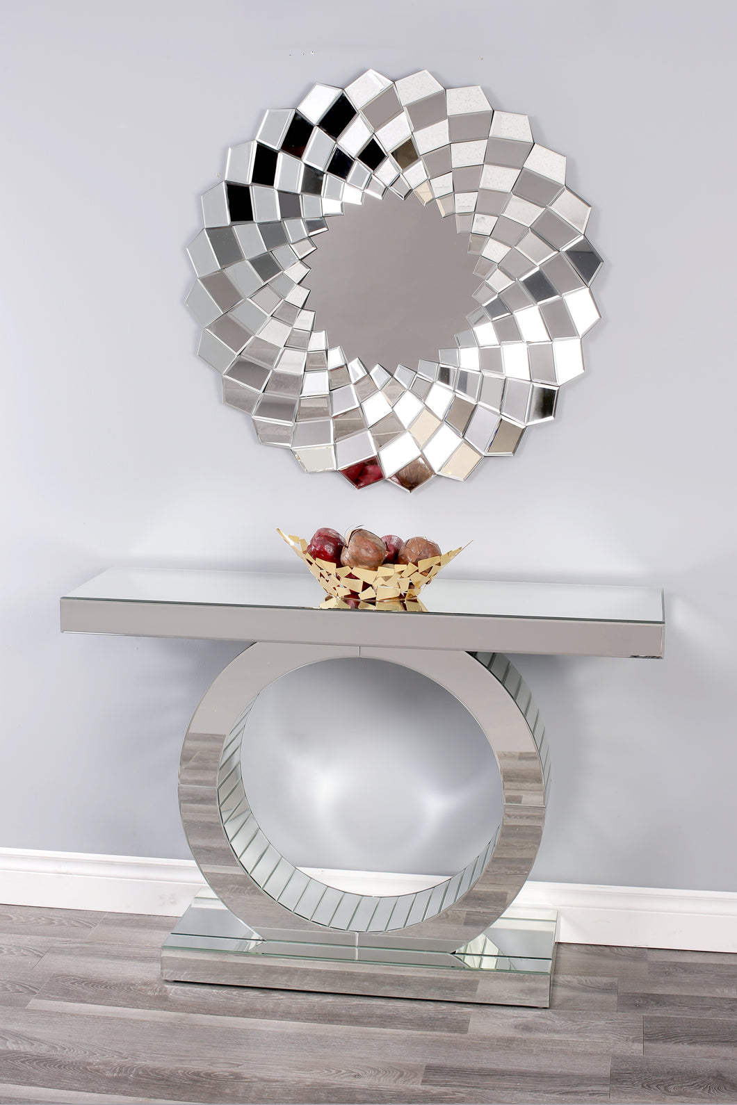 Trento Mirrored Console Table and Mirror Set