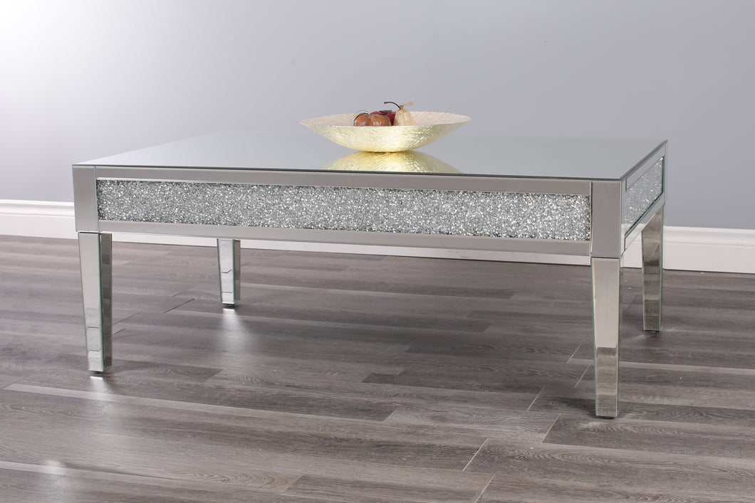Verdanti Mirrored Coffee Table With Crushed Diamonds 122 x 49 x 74 CM