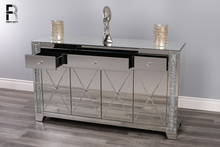 Load image into Gallery viewer, Luccino 140 x 30 x 90 cm Buffet With Drawers and Cabinets Mirrored Console Table
