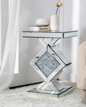 Load image into Gallery viewer, Belvadini Mirrored Side Table With a Crushed Diamond Design (40L x 40W x 60H cm)
