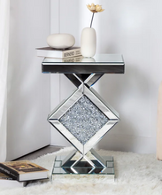 Load image into Gallery viewer, Belvadini Mirrored Side Table With a Crushed Diamond Design (40L x 40W x 60H cm)
