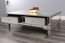 Load image into Gallery viewer, Zarelli Mirrored Coffee Table With 4 Soft Close Drawers 120 cm x 70cm x 40cm
