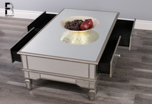Load image into Gallery viewer, Zarelli Mirrored Coffee Table With 4 Soft Close Drawers 120 cm x 70cm x 40cm
