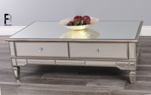 Load image into Gallery viewer, Zarelli Mirrored Coffee Table With 4 Soft Close Drawers 120 cm x 70cm x 40cm
